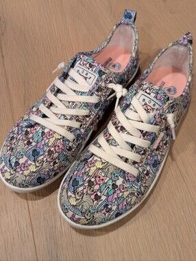 Floral Pastel Cat Print Sneakers